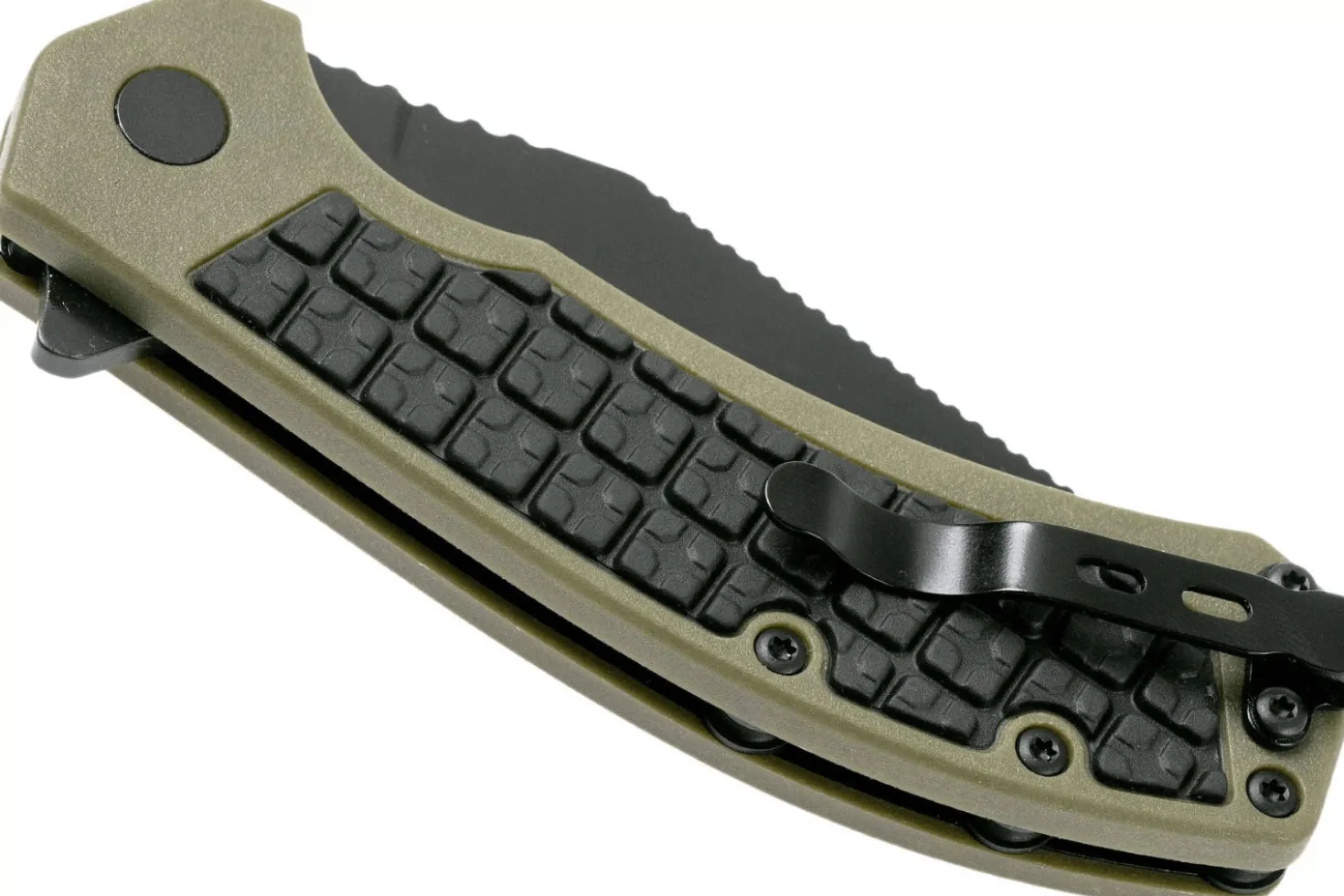Couteau pliant Kershaw Faultline KS.8760 manche en nylon/fibres de verre surmoulé en caoutchouc vert 10,2cm