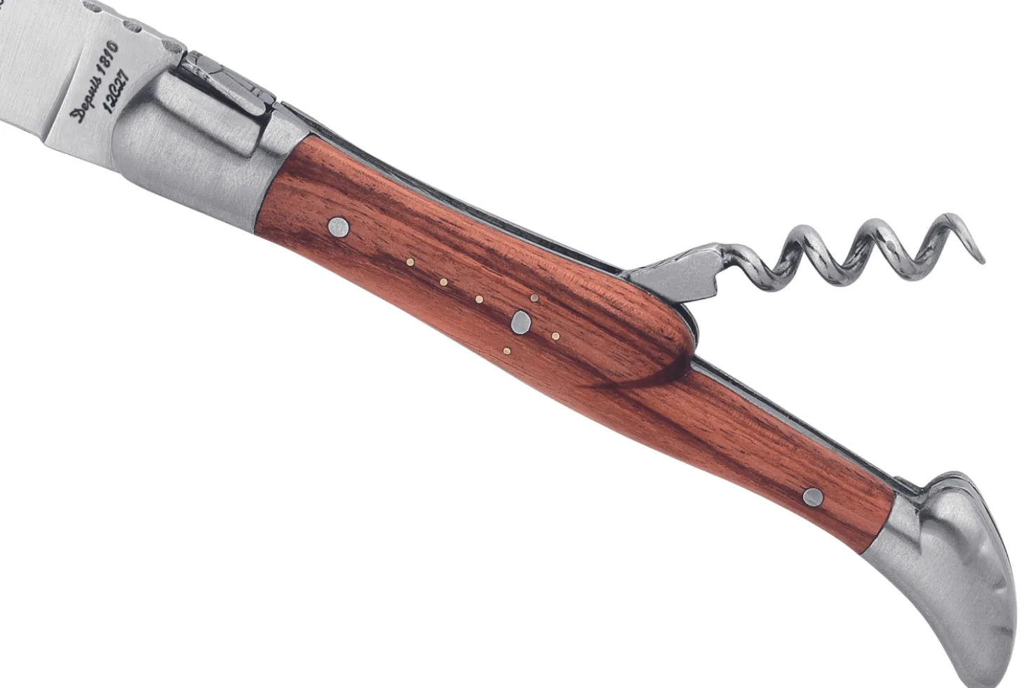 Couteau pliant Laguiole Arbalète G.DAVID 4272 manche en bois de rose 12cm + mitres en inox + tire-bouchon