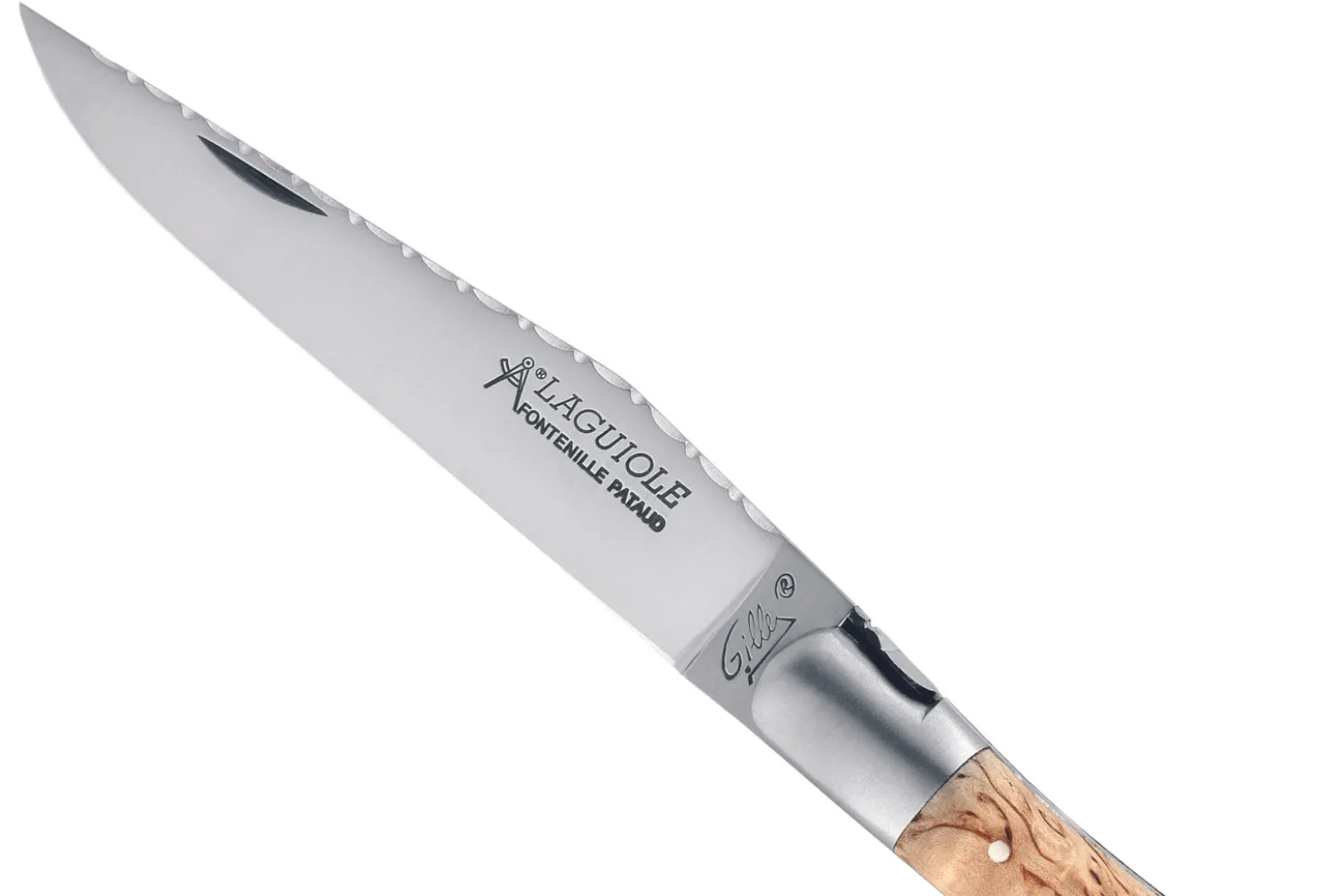 Couteau pliant Laguiole GILLES 8642 manche en bois de bouleau 12cm avec tire-bouchon