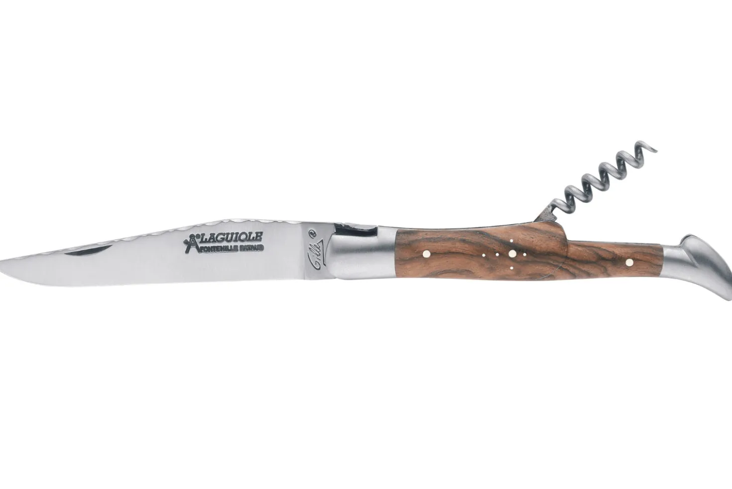Couteau pliant Laguiole GILLES 8672 manche noyer 12cm avec tire-bouchon