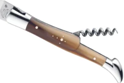 Couteau pliant Laguiole GILLES 8682 manche pointe de corne blonde 12cm avec tire-bouchon