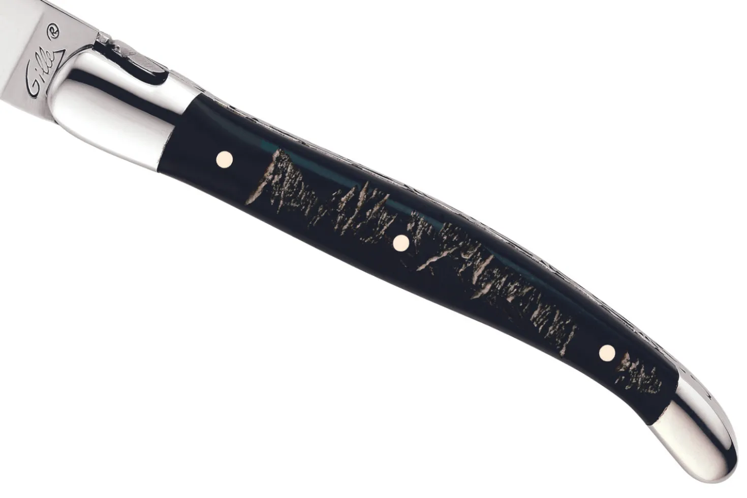Couteau pliant Laguiole GILLES 5692 manche corne de buffle 12cm avec mitres en inox polies