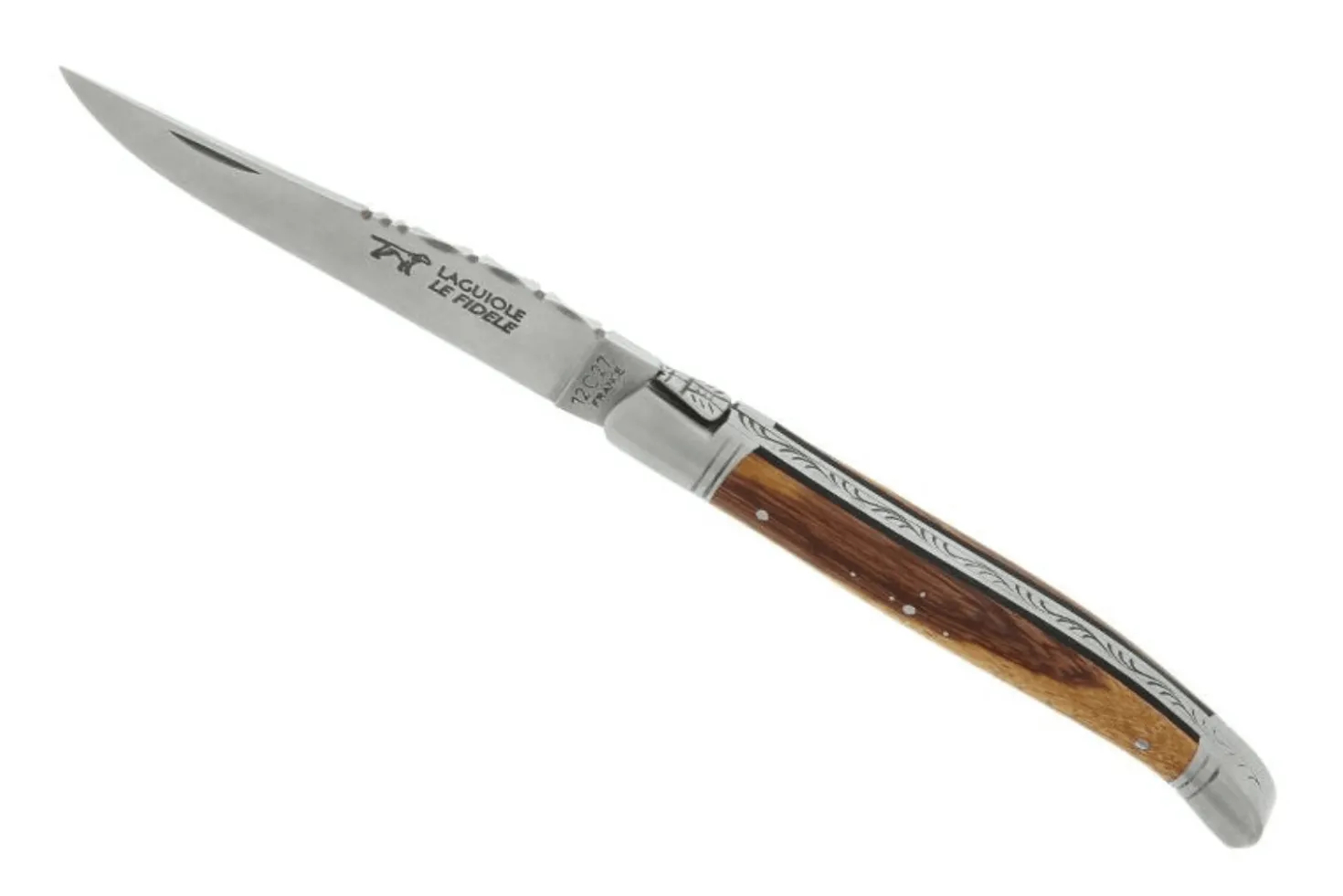 Couteau pliant Laguiole LE FIDELE acier Sandvik manche bois de serpent 12cm