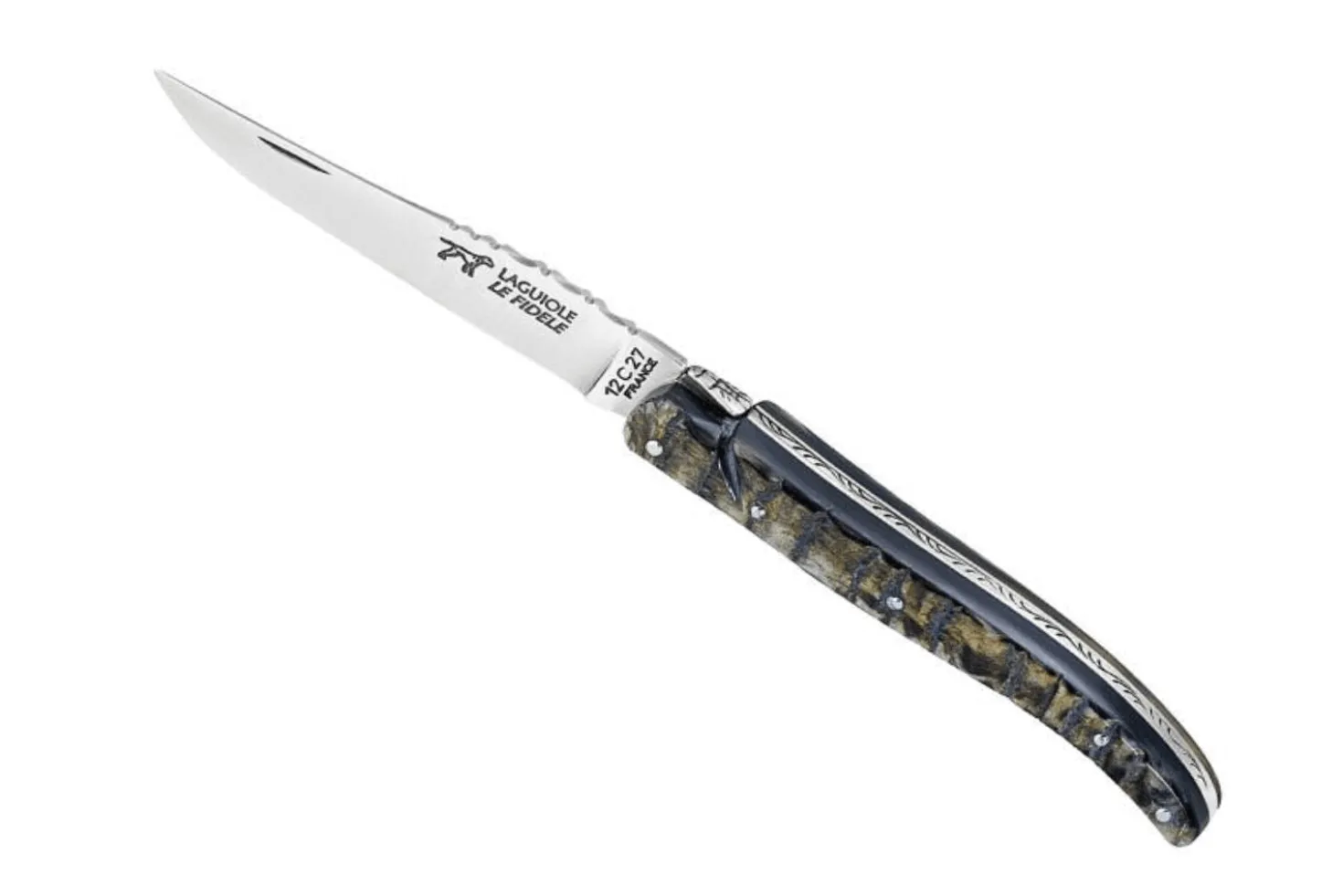 Couteau pliant Laguiole LE FIDELE acier Sandvik manche corne de bélier 12cm