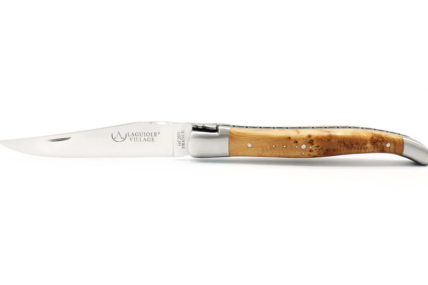 Couteau pliant Laguiole Village manche en genévrier 12cm avec mitre