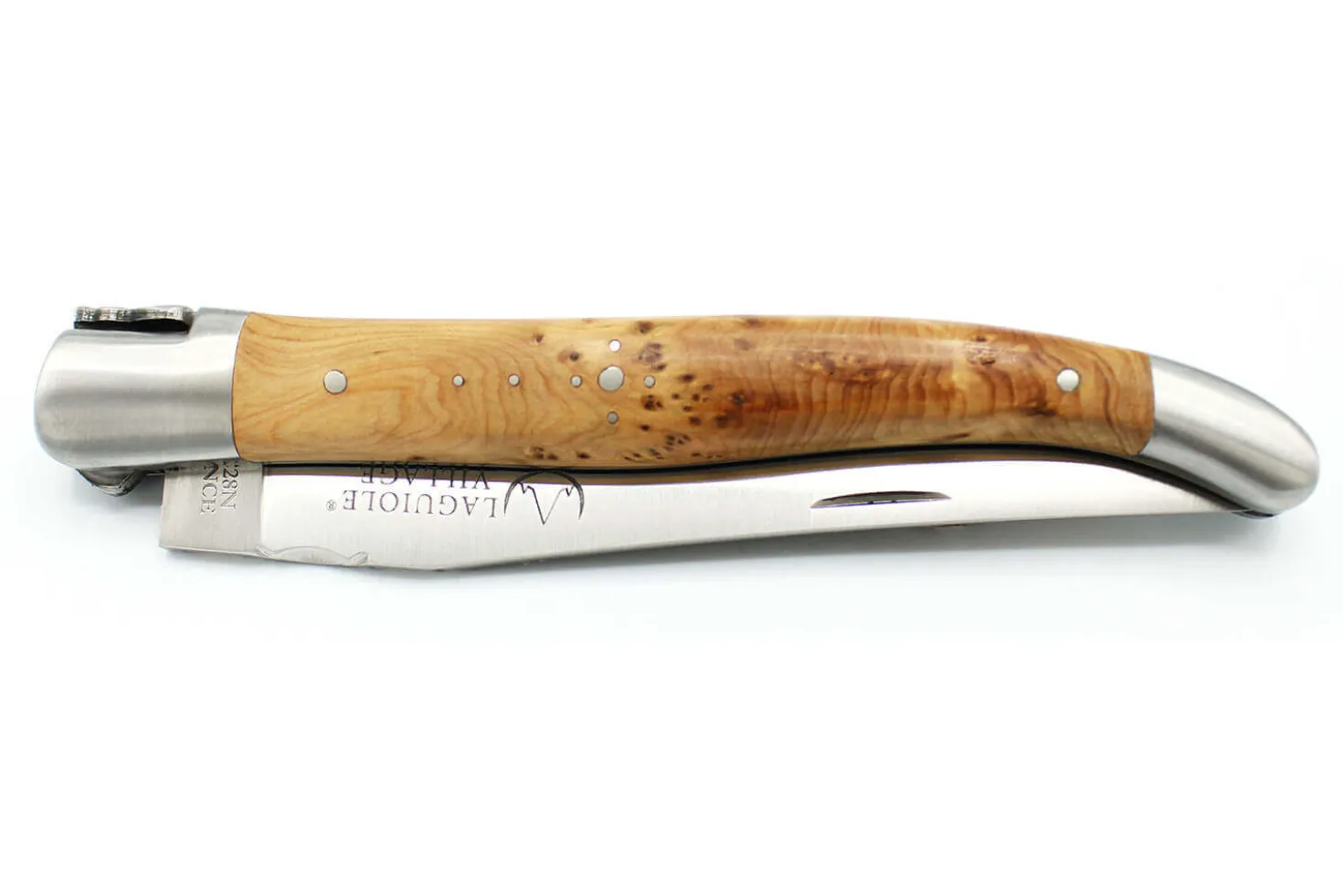 Couteau pliant Laguiole Village manche en genévrier 12cm avec mitre