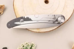 Couteau pliant Le Coq Français Rivière artisanal manche bois d'olivier 11,5cm + étui