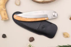 Couteau pliant Le Coq Français Paris artisanal manche bois d'olivier 11,5cm + étui