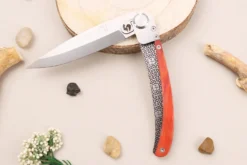 Couteau pliant Le Coq Français Charlemagne Red Heart artisanal manche bois rouge 11,5cm + étui