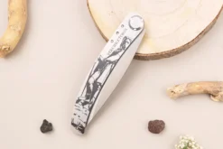 Couteau pliant Le Coq Français Vercingétorix artisanal manche bois de violette 11,5cm + étui