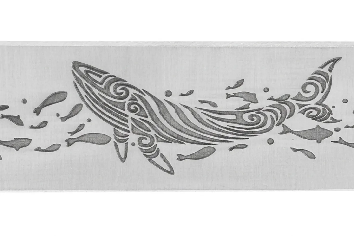 Couteau pliant Le Fidèle 20/20 en bouleau stabilisé bleu 10,8cm lame décor baleine