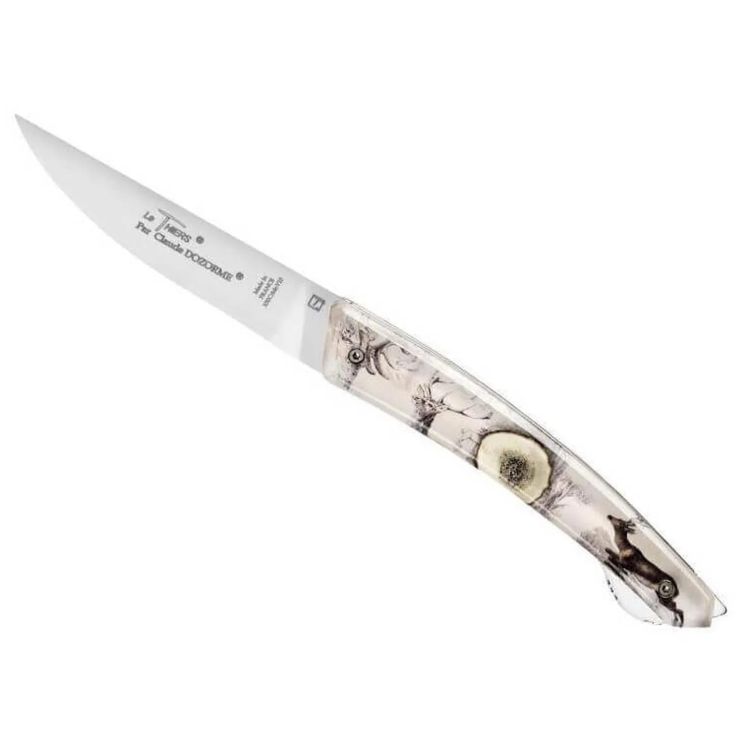 Couteau pliant Le Thiers Verrou Claude Dozorme manche bois de cerf 12cm
