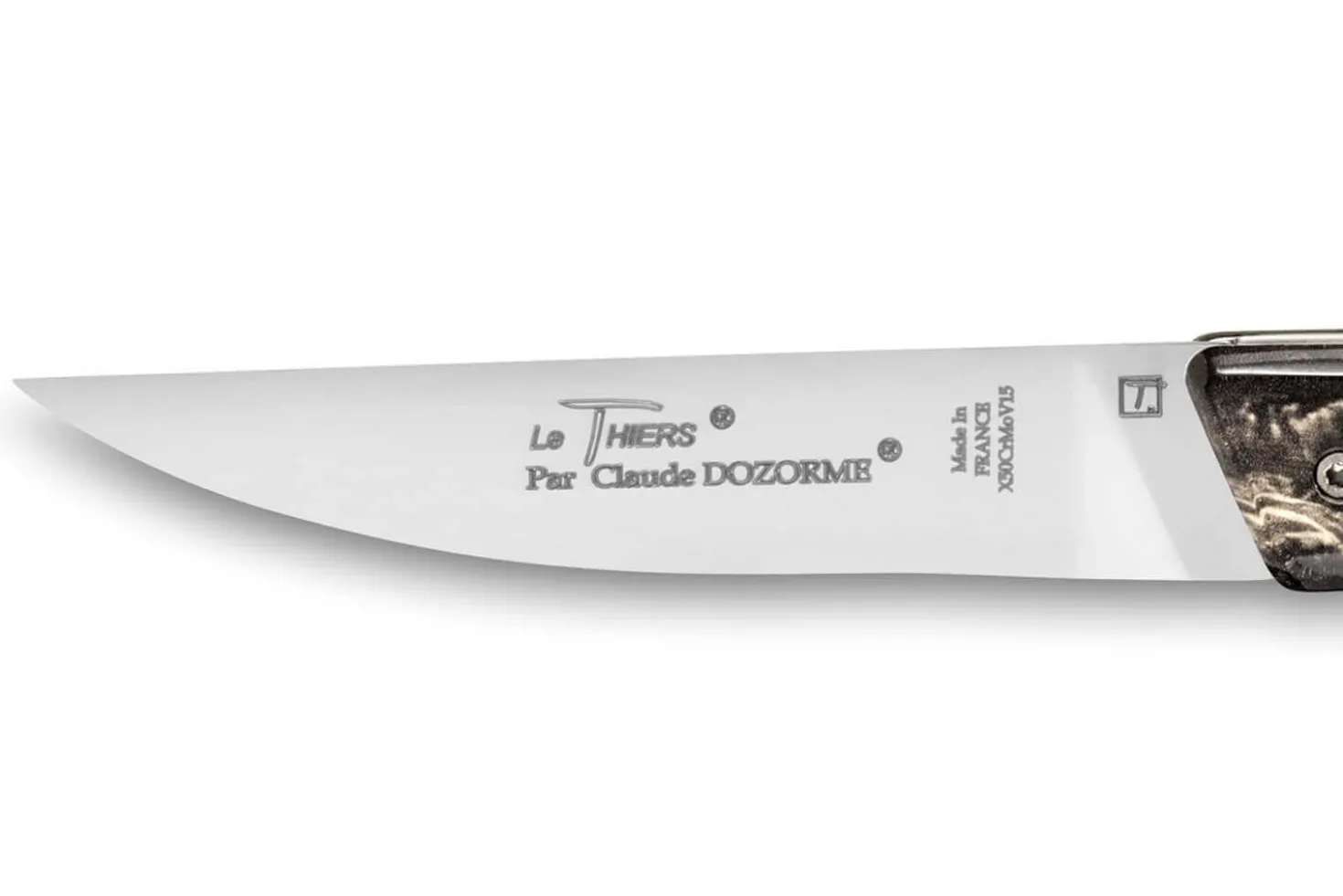 Couteau pliant Le Thiers Verrou Claude Dozorme manche mouche de pêche 12cm