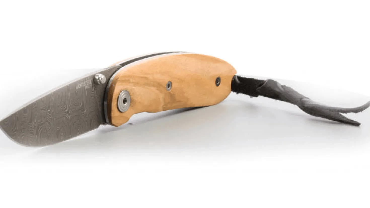 Couteau pliant LionSteel Mini acier damas manche olivier 8cm