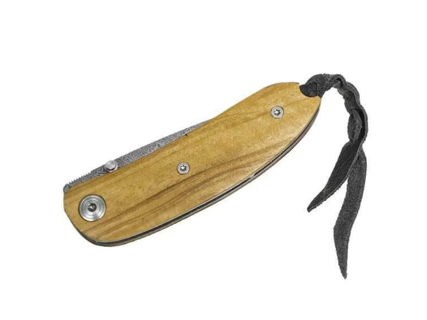 Couteau pliant LionSteel Mini acier damas manche olivier 8cm