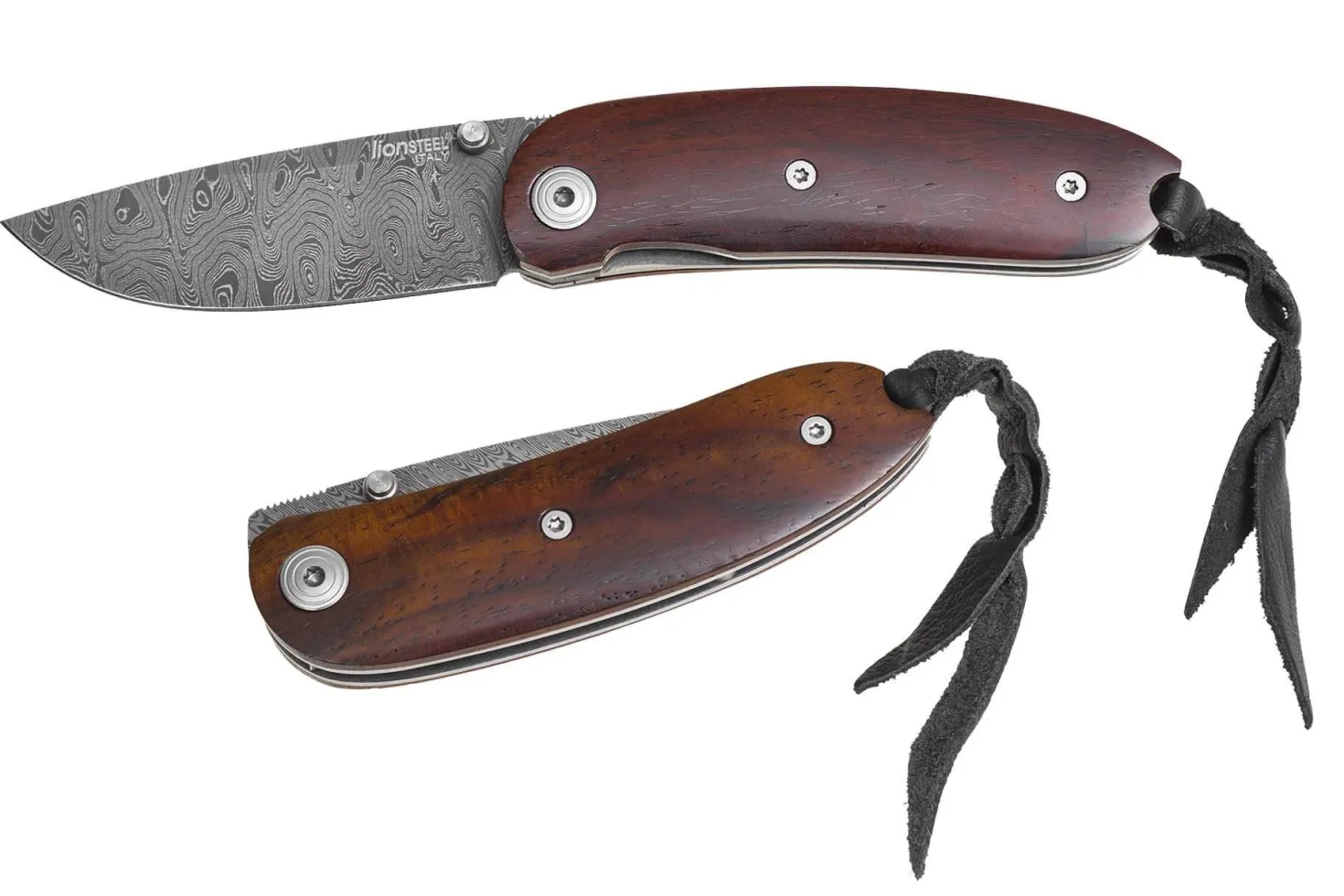 Couteau pliant LionSteel Mini acier damas manche bois de santos 8cm