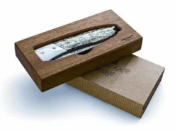 Couteau pliant LionSteel Opera acier damas manche 10cm + lacet