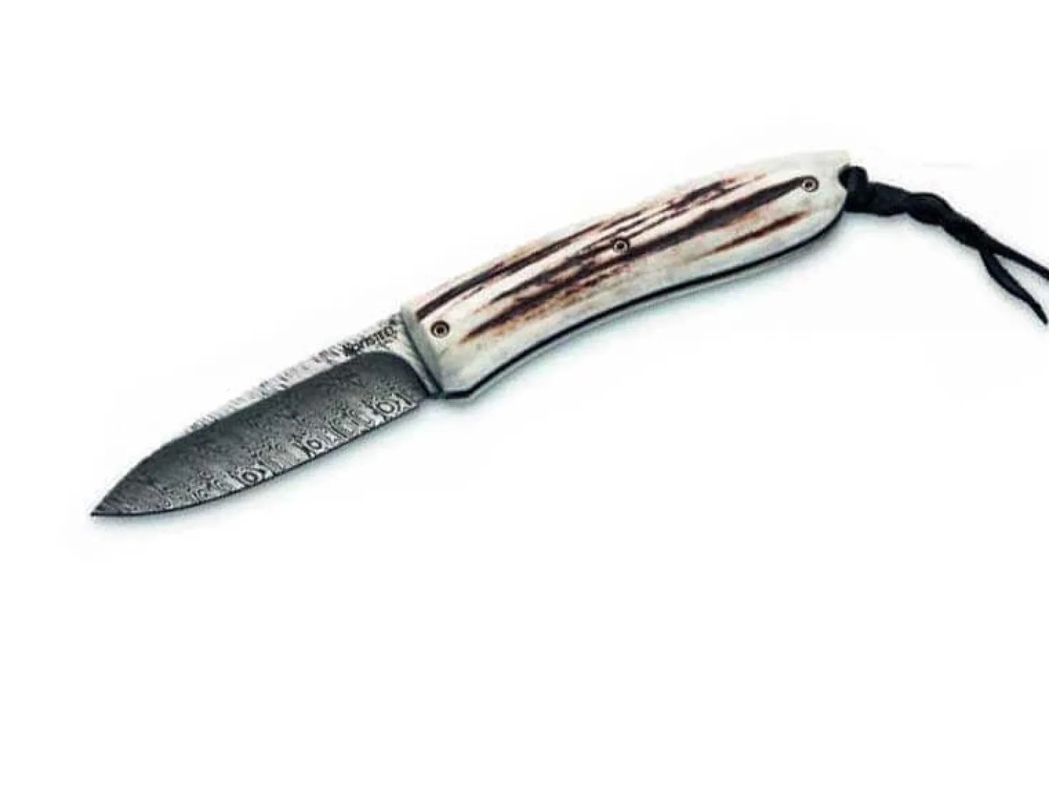Couteau pliant LionSteel Opera acier damas manche 10cm + lacet
