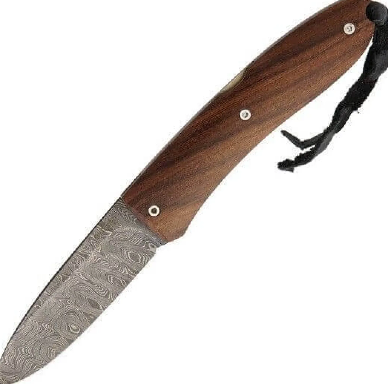 Couteau pliant LionSteel Opera acier damas manche 10cm + lacet