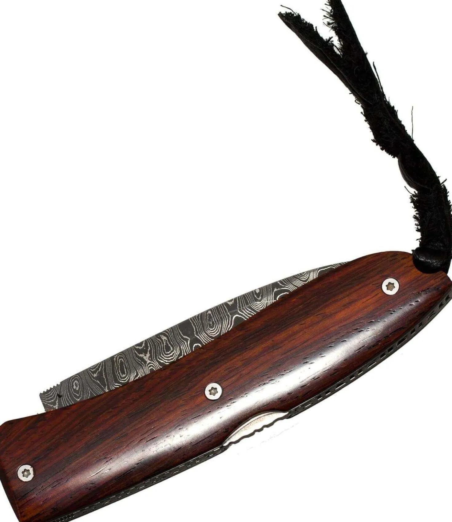 Couteau pliant LionSteel Opera acier damas manche 10cm + lacet