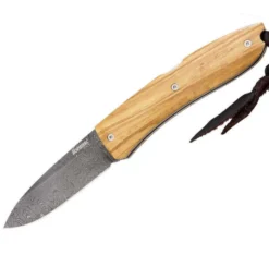 Couteau pliant LionSteel Opera acier damas manche 10cm + lacet