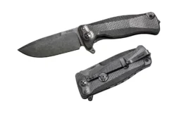 Couteau pliant LionSteel SR11 manche titanium 12cm pic brise-vitre + étui cuir