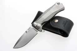 Couteau pliant LionSteel SR11 manche titanium 12cm pic brise-vitre + étui cuir