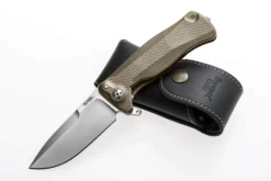 Couteau pliant LionSteel SR11 manche titanium 12cm pic brise-vitre + étui cuir