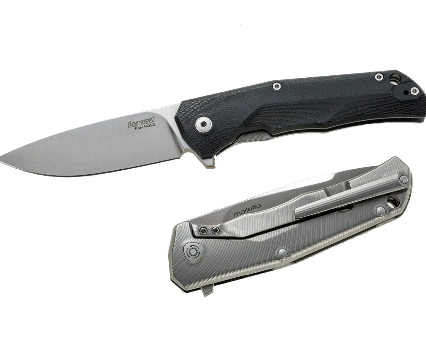 Couteau pliant LionSteel Tre manche G10 / titanium 10cm