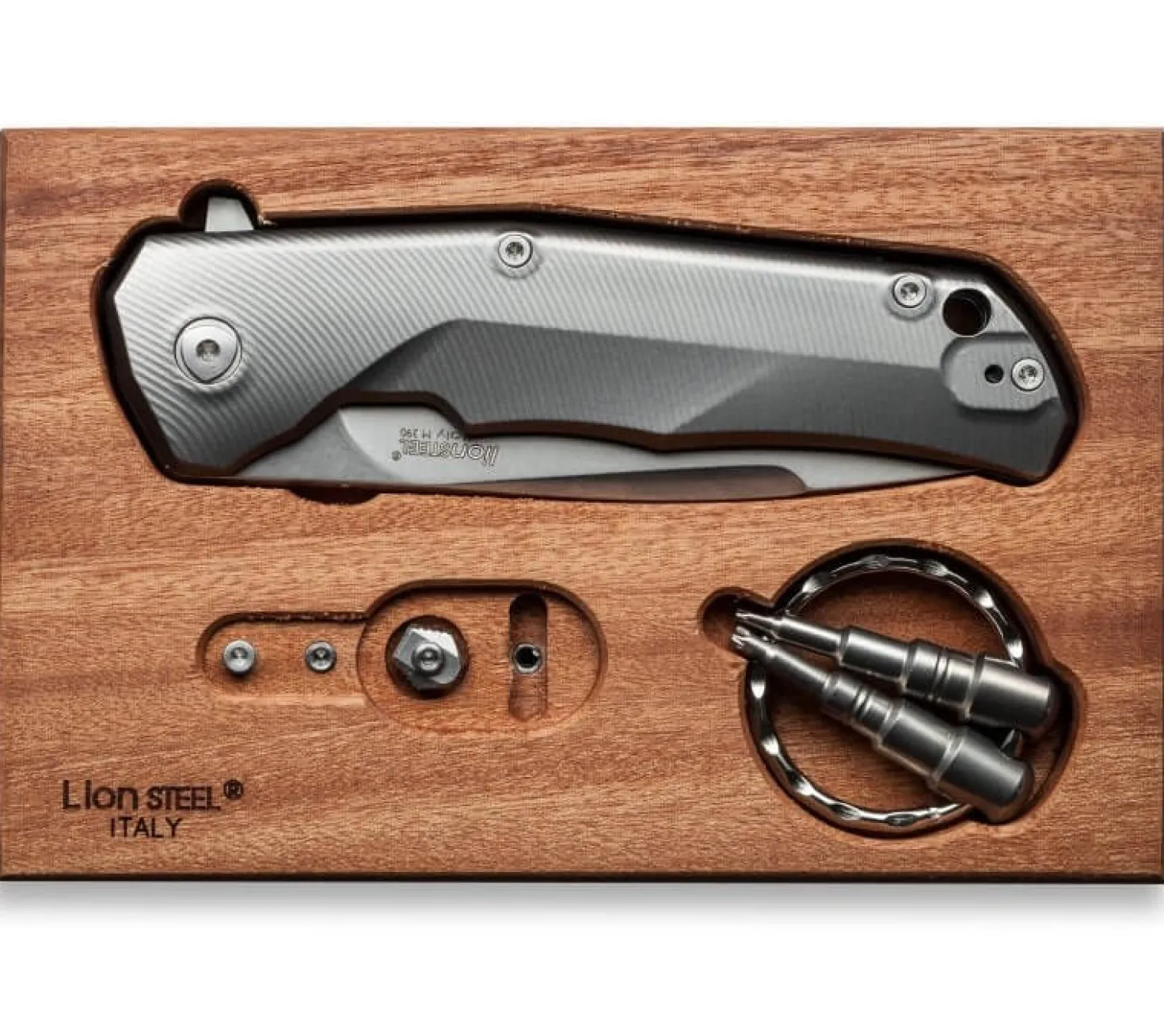 Couteau pliant LionSteel Tre manche 10cm + coffret bois