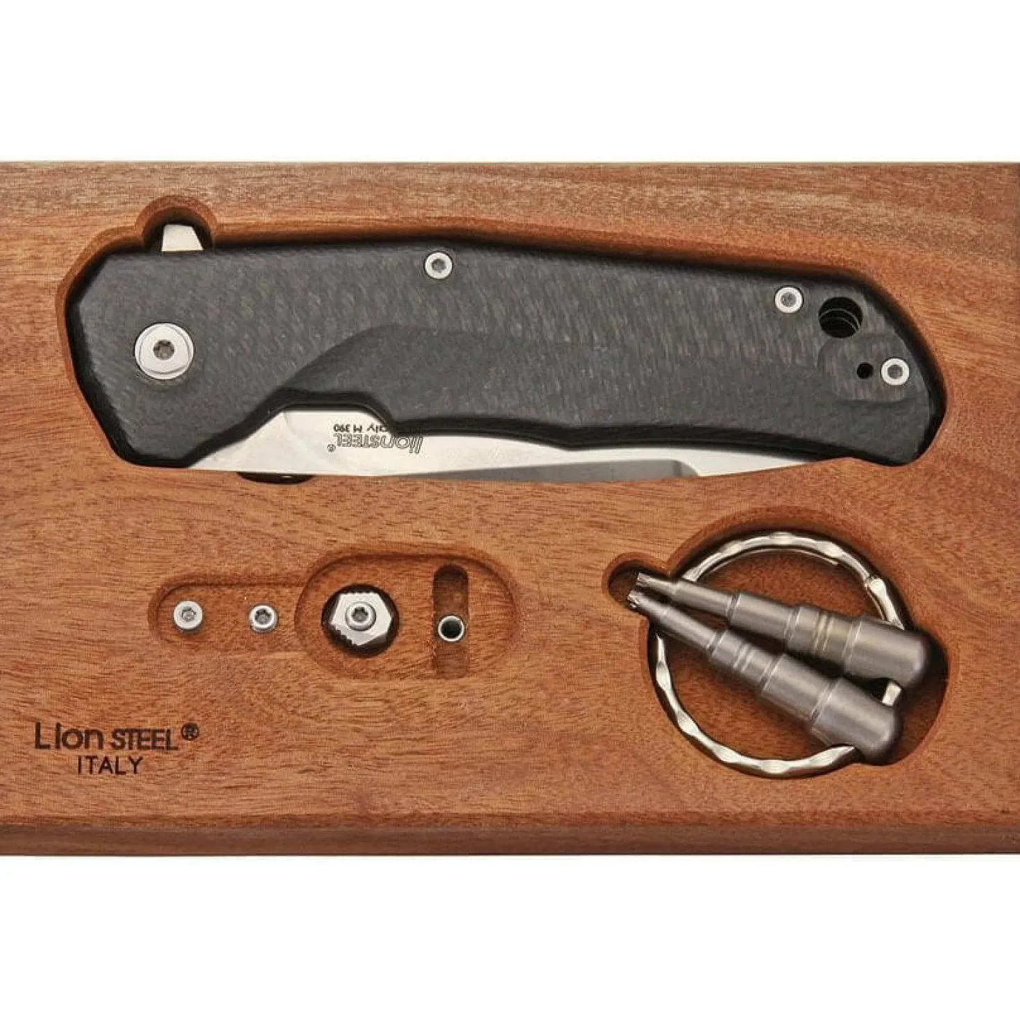 Couteau pliant LionSteel Tre manche 10cm + coffret bois