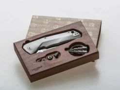 Couteau pliant LionSteel Tre manche 10cm + coffret bois