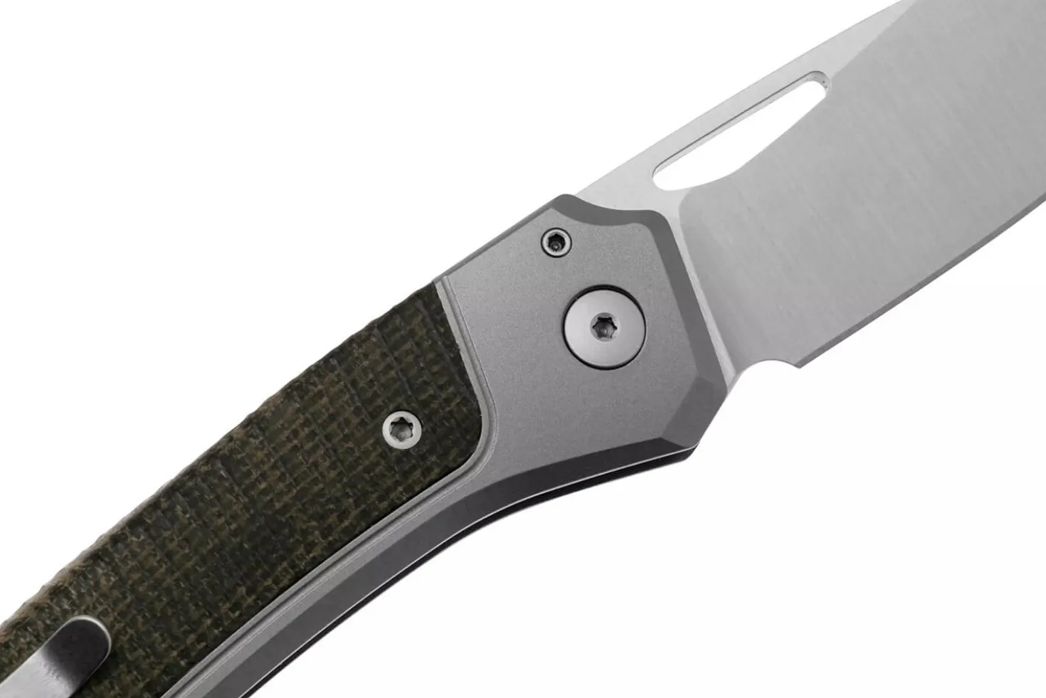 Couteau pliant LionSteel Twain TW-GYCVG manche 10,5cm en titanium gris et micarta vert