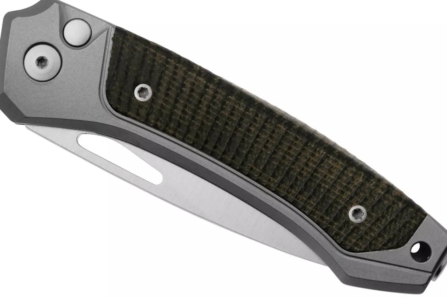 Couteau pliant LionSteel Twain TW-GYCVG manche 10,5cm en titanium gris et micarta vert