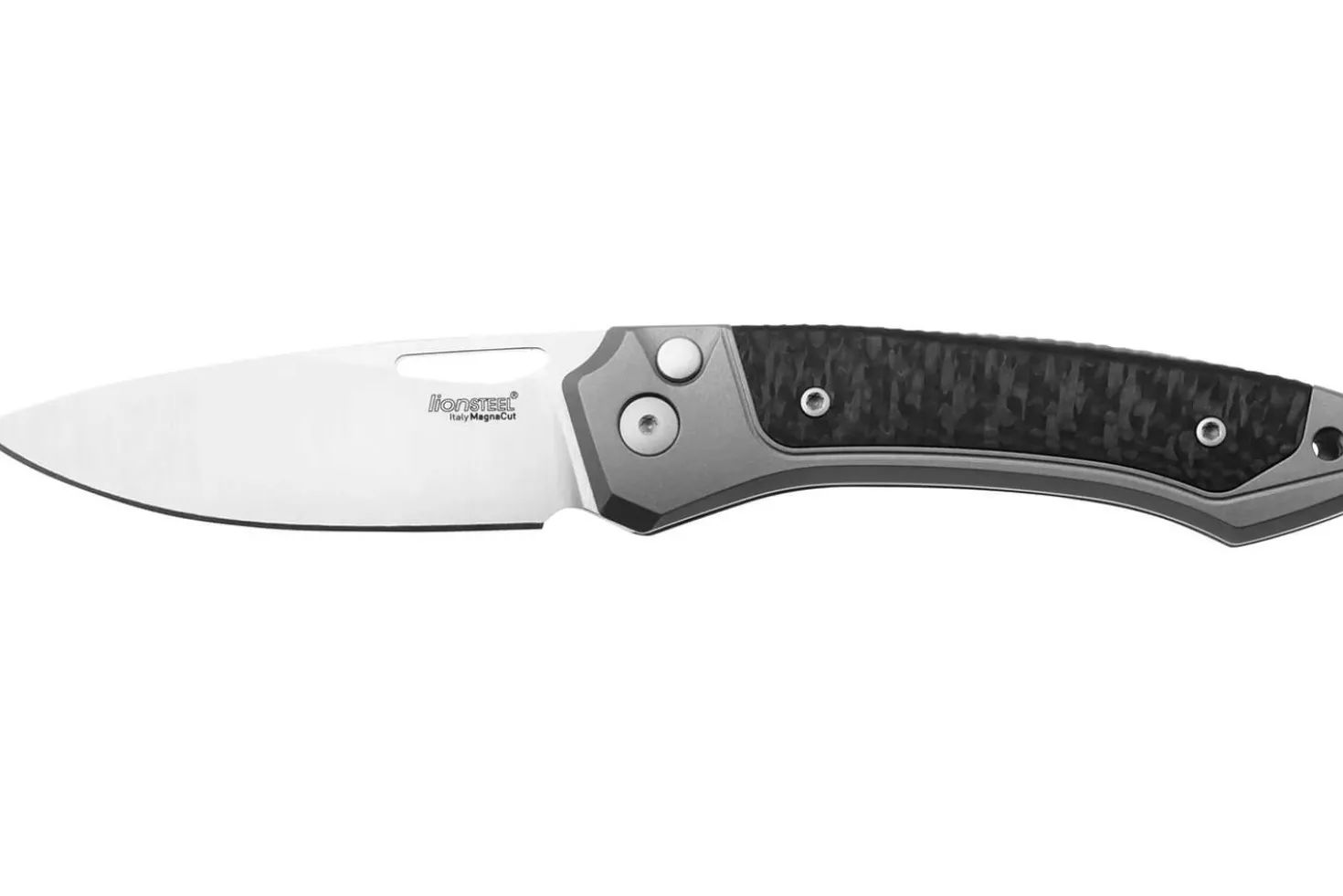 Couteau pliant LionSteel Twain TW-GYCF manche 10,5cm en titanium gris et fibres de carbone