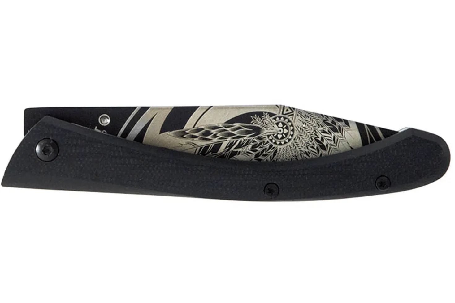 Couteau pliant LUG C63LTB2LG Aigle noir manche en G10 et acier noir 12cm avec clip