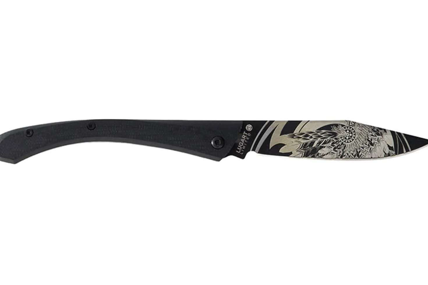 Couteau pliant LUG C63LTB2LG Aigle noir manche en G10 et acier noir 12cm avec clip