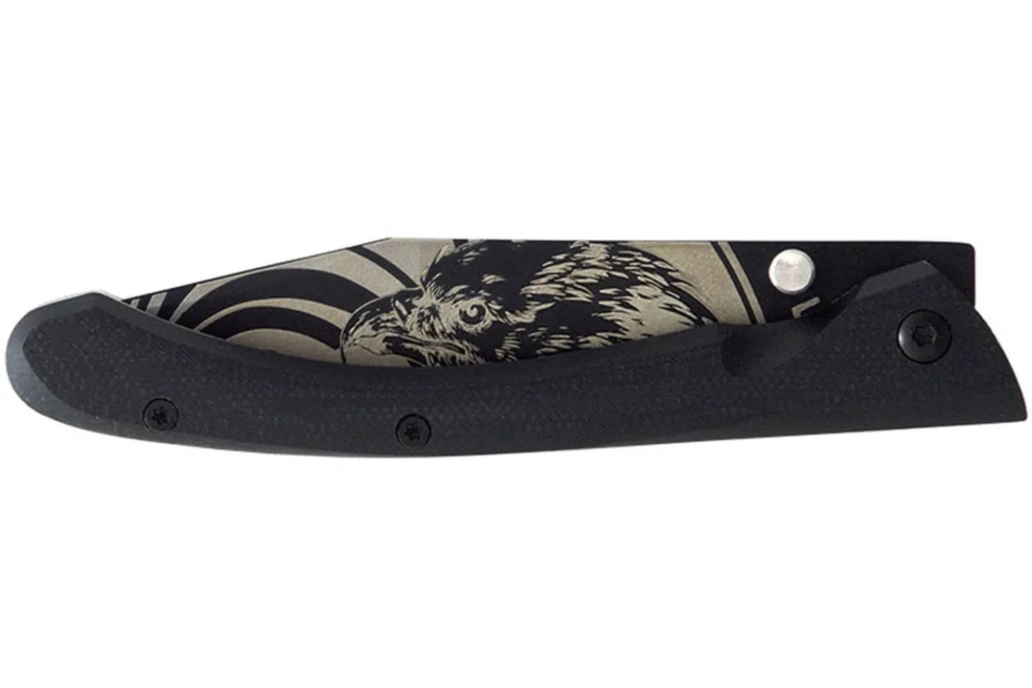 Couteau pliant LUG C63LTB2LG Aigle noir manche en G10 et acier noir 12cm avec clip