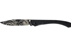 Couteau pliant LUG C63LTB2LG Aigle noir manche en G10 et acier noir 12cm avec clip