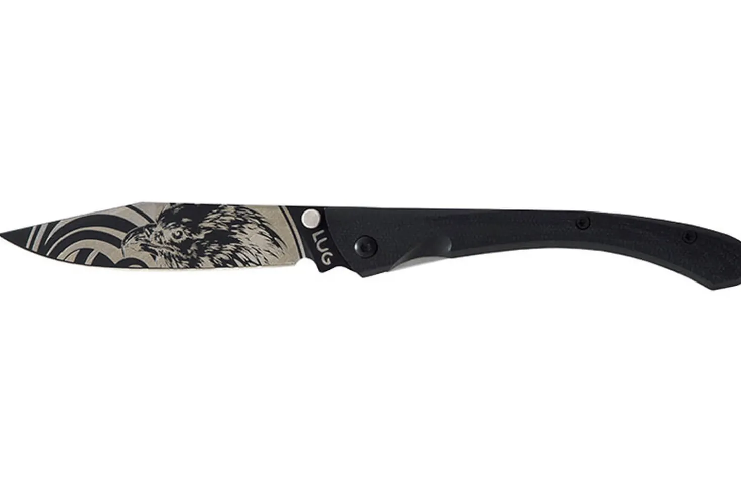 Couteau pliant LUG C63LTB2LG Aigle noir manche en G10 et acier noir 12cm avec clip