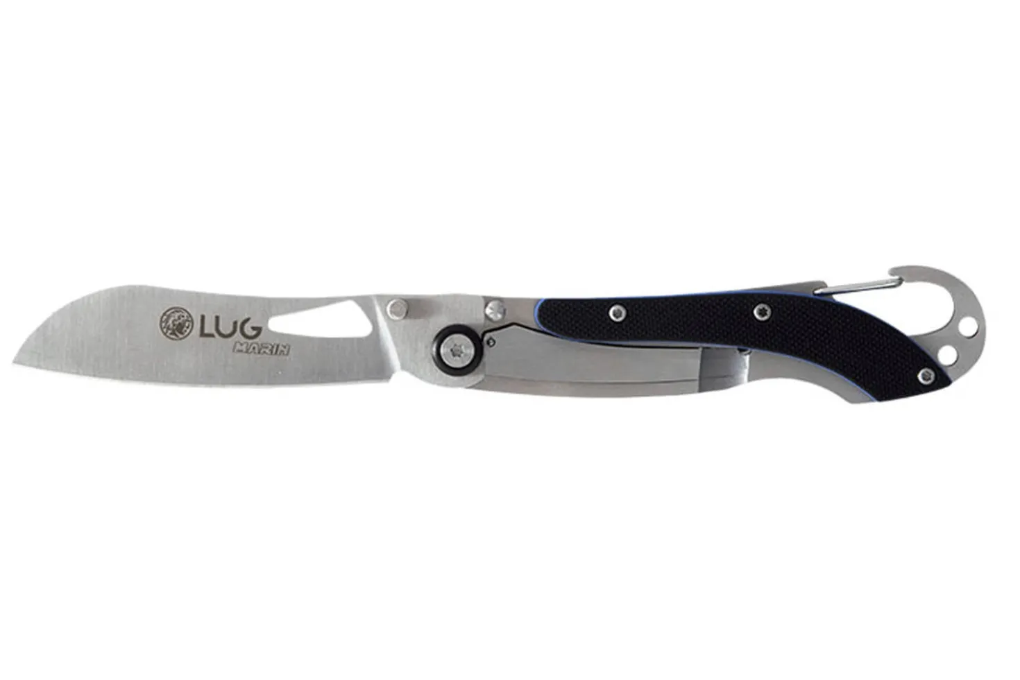 Couteau pliant LUG SP2SBB noir et bleu manche en G10 et acier 11,6cm avec mousqueton