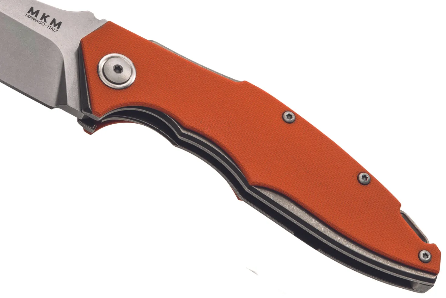 Couteau pliant MKM Raut By Viper MK.VP01GFOR manche en titanium/G10 orange 12cm front flipper + étui