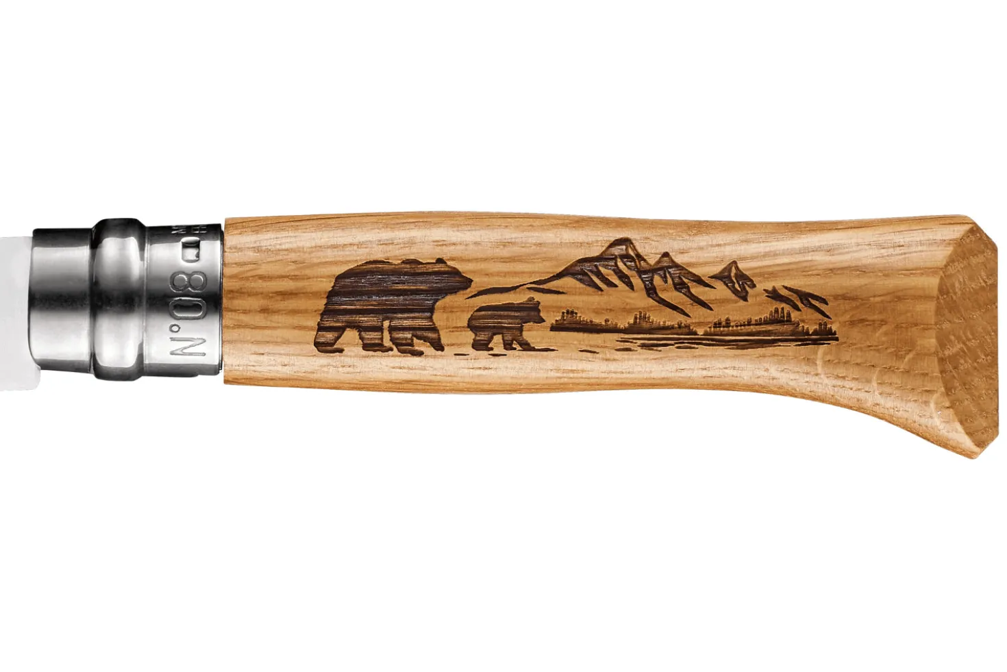 Couteau pliant Opinel Tradition Gravures Animalia Ours n°08 lame 8,5cm manche chêne