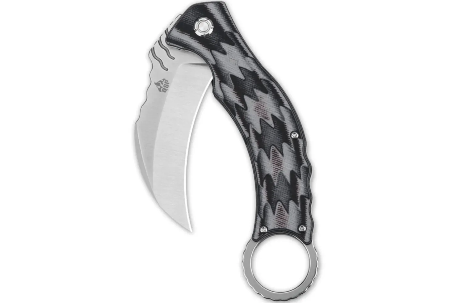 Couteau pliant QSP Eagle 120E karambit manche en G10 gris et noir 13,6cm