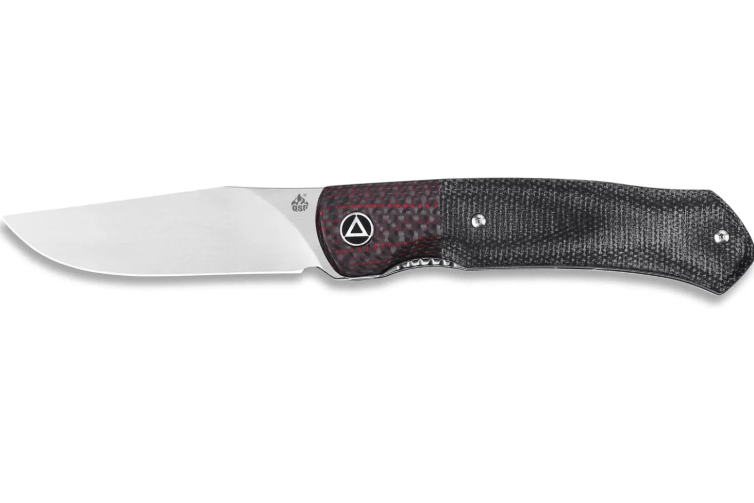 Couteau pliant QSP Gannet 137A manche en carbone et micarta noir et rouge 11,4cm