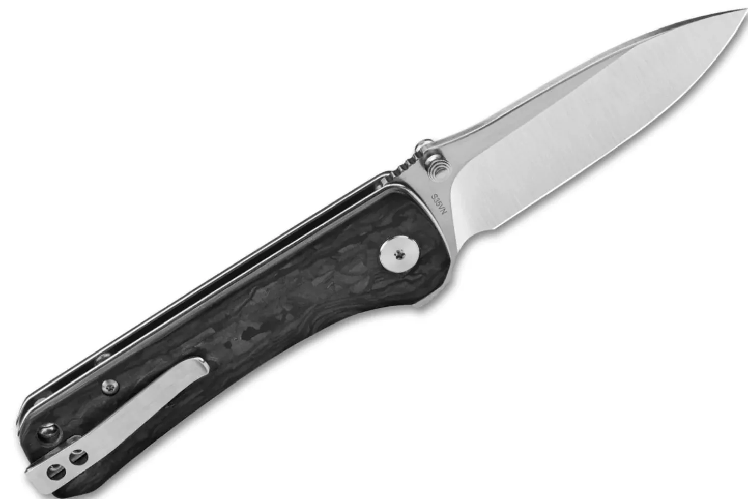 Couteau pliant QSP Hawk 131F manche en fibre de carbone noir et gris 10,5cm