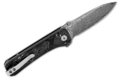 Couteau pliant QSP Hawk 131Q acier damas manche en fibre de carbone noir et aluminium 10,5cm