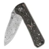 Couteau pliant QSP Hawk 131S acier damas manche en fibre de carbone et cuivre 10,5cm