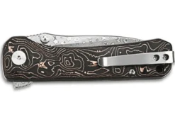 Couteau pliant QSP Hawk 131S acier damas manche en fibre de carbone et cuivre 10,5cm