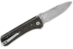 Couteau pliant QSP Hawk 131S acier damas manche en fibre de carbone et cuivre 10,5cm